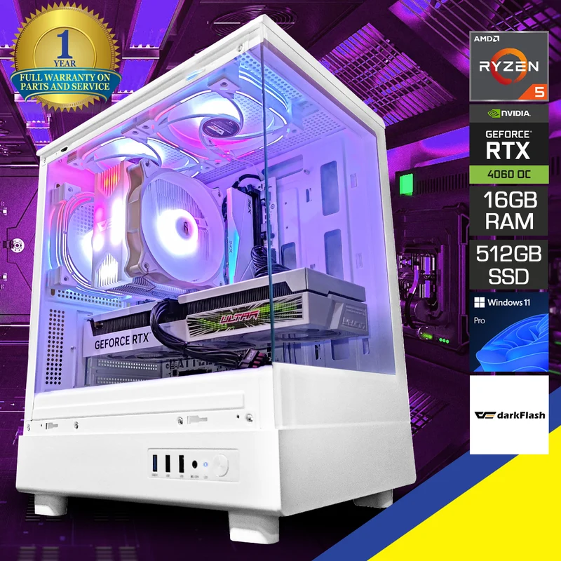 Alpha DB330M White Desktop Gaming PC | AMD Ryzen 5 5600 | 16GB RAM | 512GB SSD | RTX 4060 OC | Windows 11 Pro