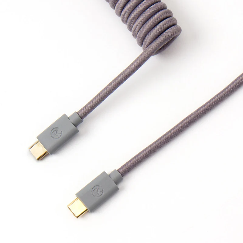Keychron Coiled Aviator Type-C Straight Cable (Grey) (Cab-G)