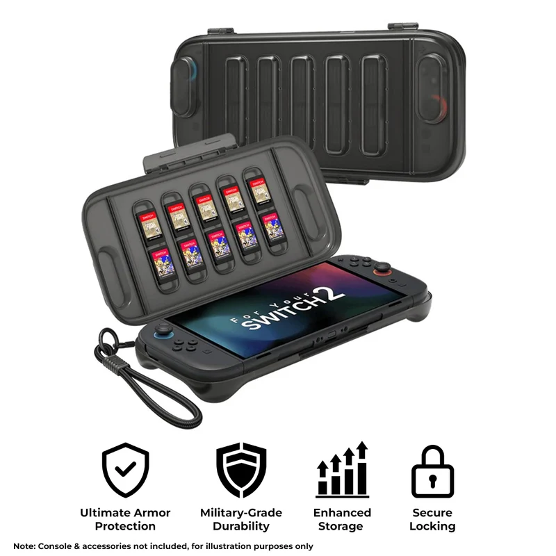 JSAUX Shock-Absorbent Storage Case for Nintendo Switch 2 (PC0116) (Black, Purple)