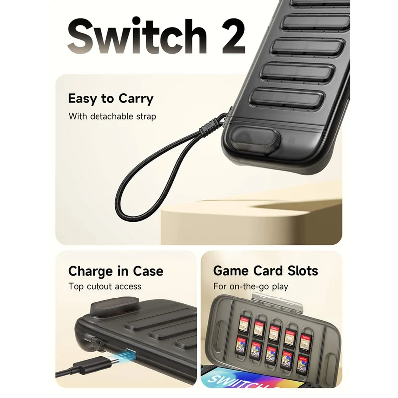JSAUX Shock-Absorbent Storage Case for Nintendo Switch 2 (PC0116) (Black, Purple)