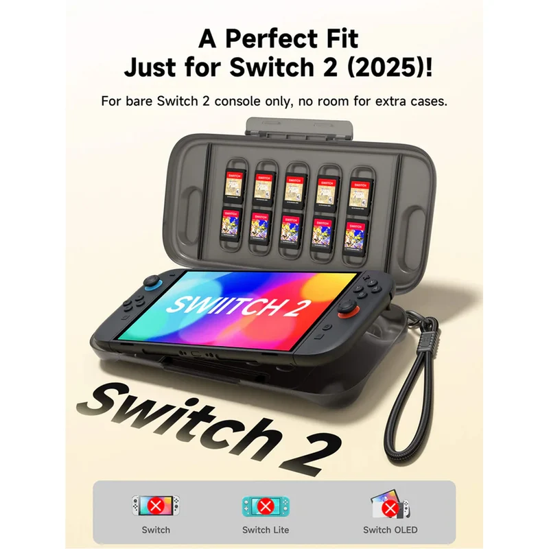 JSAUX Shock-Absorbent Storage Case for Nintendo Switch 2 (PC0116) (Black, Purple)