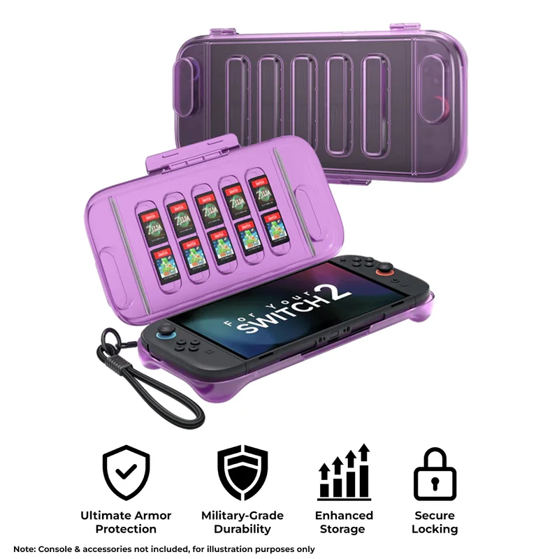 JSAUX Shock-Absorbent Storage Case for Nintendo Switch 2 (PC0116) (Black, Purple)