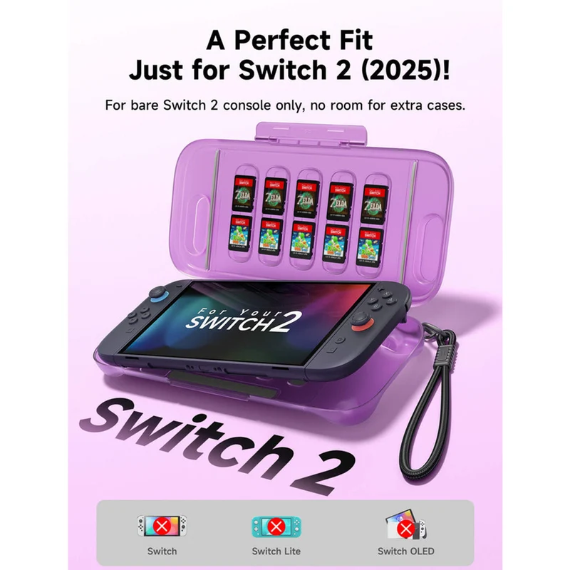 JSAUX Shock-Absorbent Storage Case for Nintendo Switch 2 (PC0116) (Black, Purple)