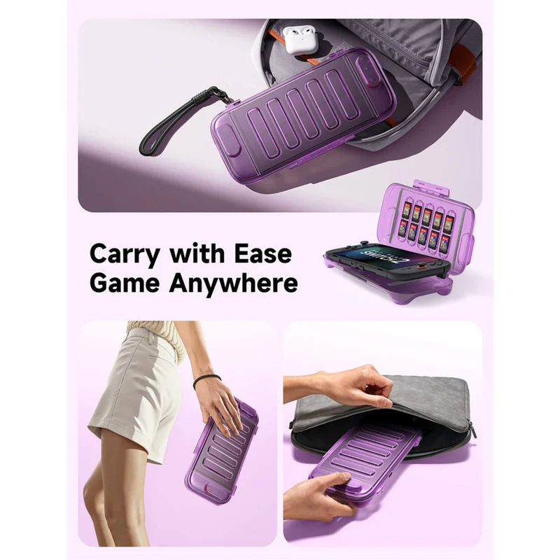JSAUX Shock-Absorbent Storage Case for Nintendo Switch 2 (PC0116) (Black, Purple)