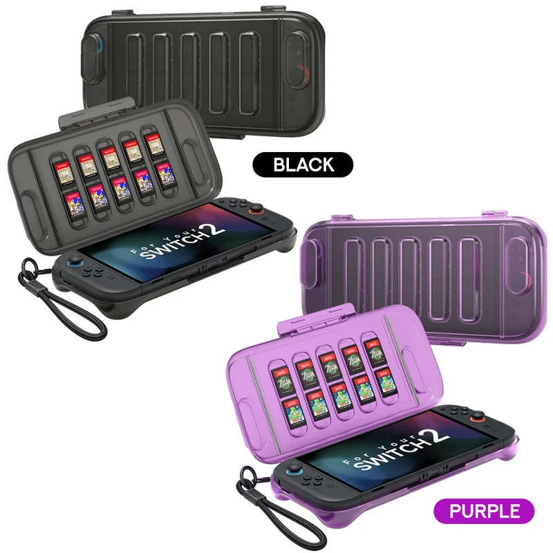 JSAUX Shock-Absorbent Storage Case for Nintendo Switch 2 (PC0116) (Black, Purple)
