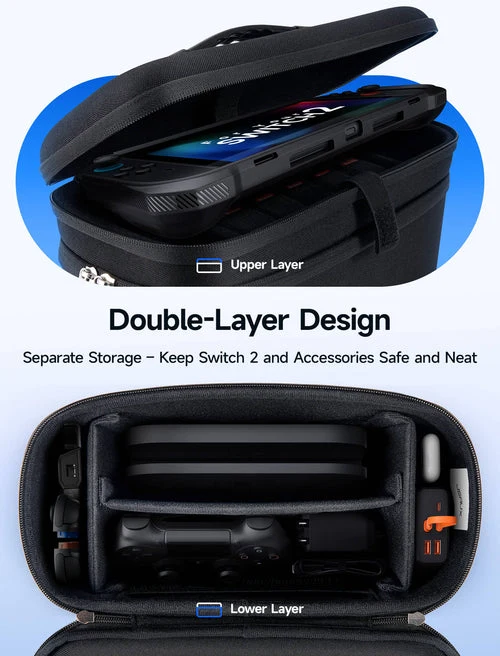 JSAUX All-in-One Travel Storage Carrying Case for Nintendo Switch 2 (Black) (BG0121)