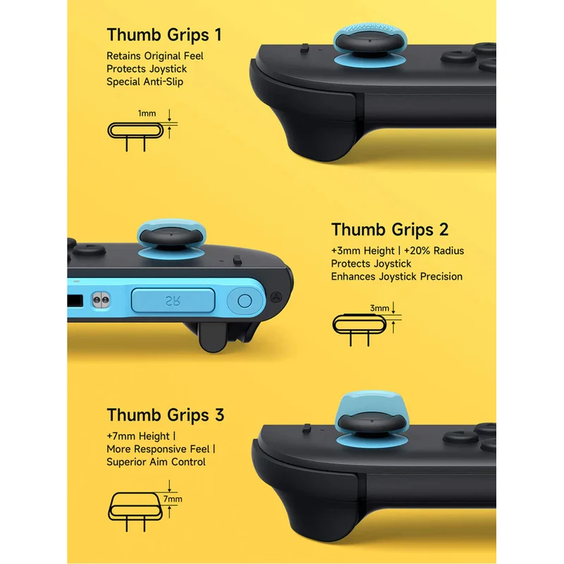 JSAUX Multi-Mode Thumb Grip Set for Nintendo Switch 2 (Black, Orange/Blue, Red/Beige, Green, Purple) (GP0404)
