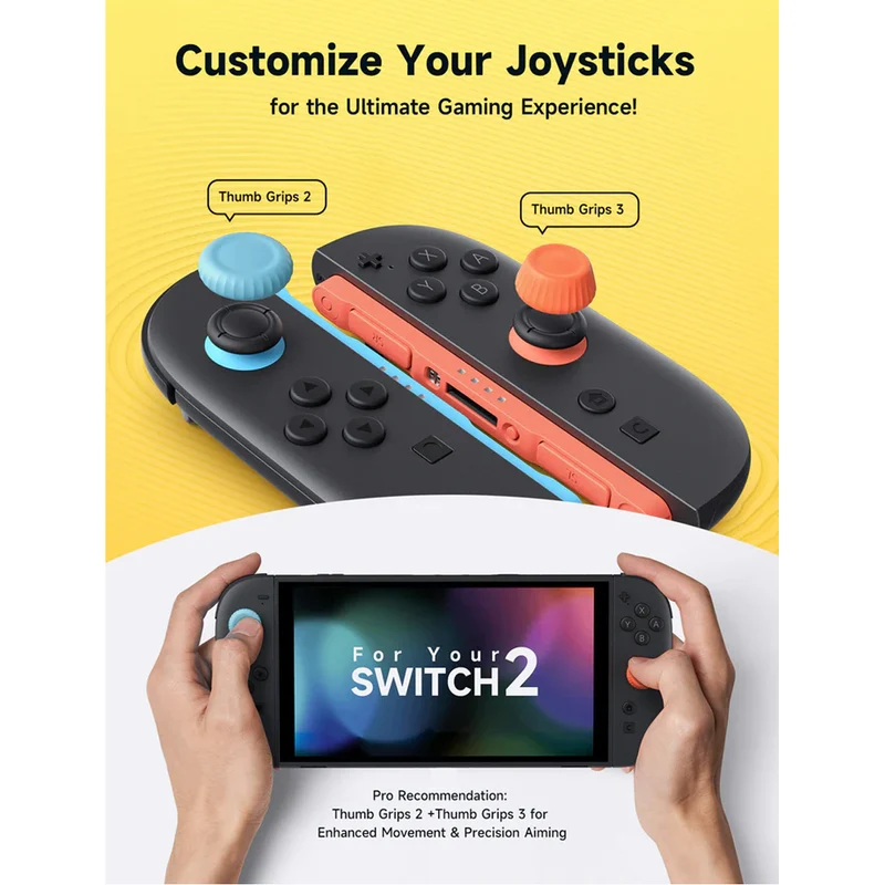 JSAUX Multi-Mode Thumb Grip Set for Nintendo Switch 2 (Black, Orange/Blue, Red/Beige, Green, Purple) (GP0404)