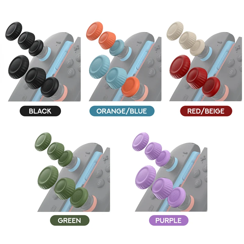 JSAUX Multi-Mode Thumb Grip Set for Nintendo Switch 2 (Black, Orange/Blue, Red/Beige, Green, Purple) (GP0404)