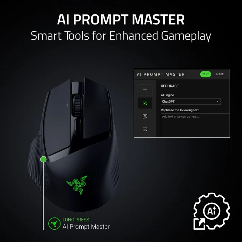 Razer Basilisk Mobile Portable Ergonomic Wireless Gaming Mouse (Black)