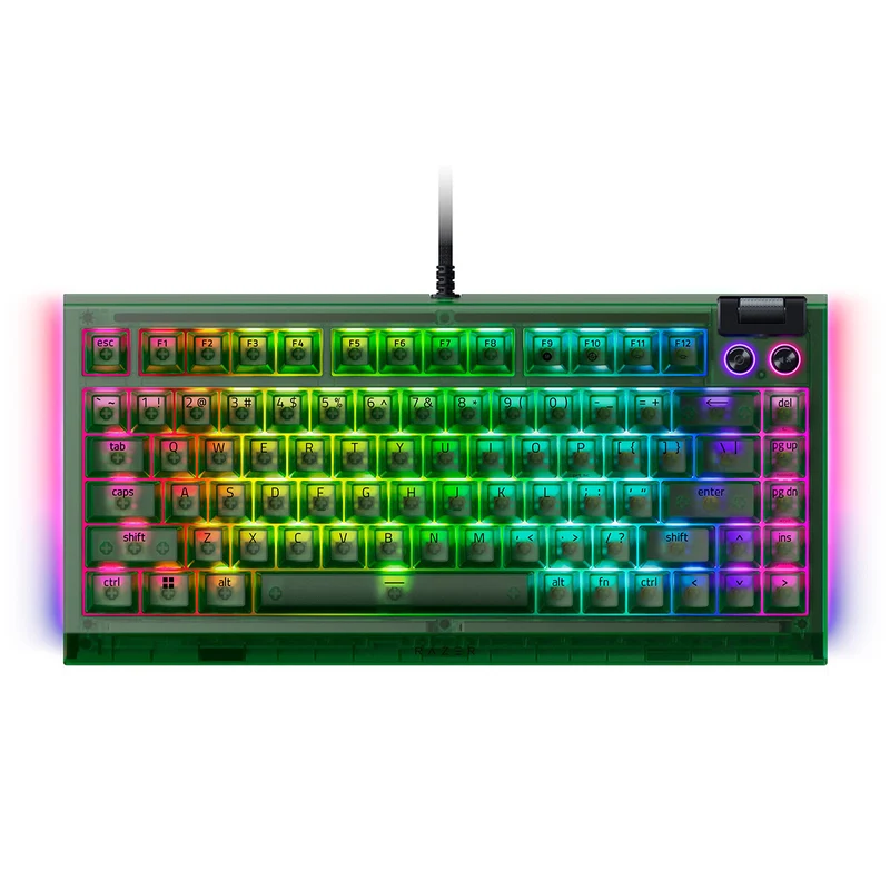 Razer BlackWidow V4 75% Hot-Swappable Mechanical Gaming Keyboard (Orange Switches) (Phantom Green)