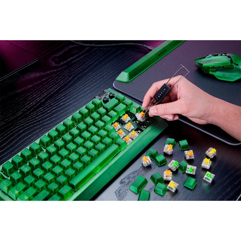 Razer BlackWidow V4 75% Hot-Swappable Mechanical Gaming Keyboard (Orange Switches) (Phantom Green)
