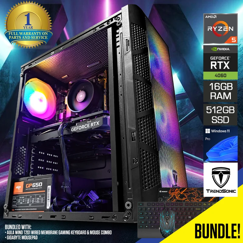 Alpha Echo Black Desktop Gaming PC | AMD Ryzen 5 5600 | 16GB RAM | 512GB SSD | w/ WiFi + Bluetooth | GeForce RTX 4060 | Windows 11