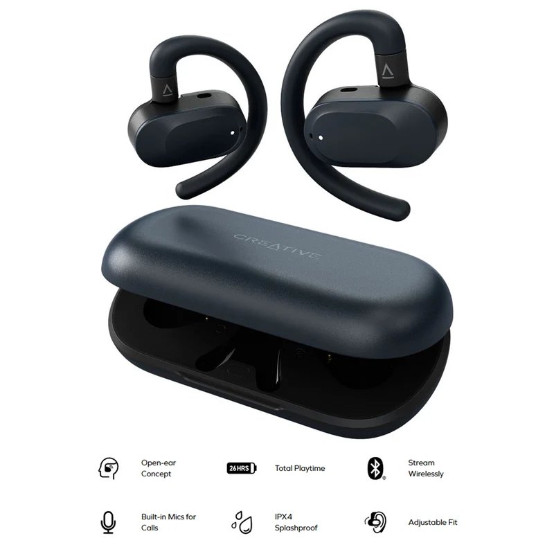 Creative Outlier Go Open-Ear Headphones with Adjustable Fit (Dark Blue)