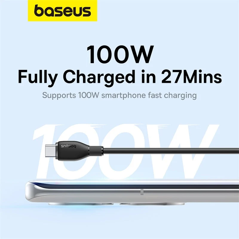 Baseus Pudding Series Fast Charging Cable USB to Type-C 100W 2M (Cluster Black) (P10355703111-B2)