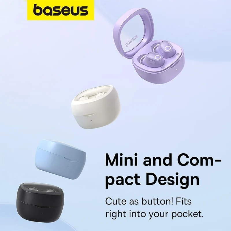 Baseus Bowie WM02 Mini In-ear True Wireless Earphone (Black, Creamy White, Blue, Purple) (NGTW370201, NGTW370202, NGTW370203, NGTW370205)