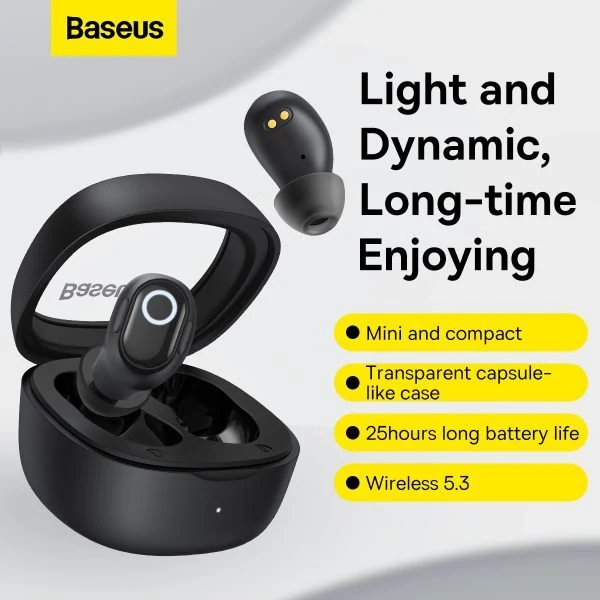 Baseus Bowie WM02 Mini In-ear True Wireless Earphone (Black, Creamy White, Blue, Purple) (NGTW370201, NGTW370202, NGTW370203, NGTW370205)