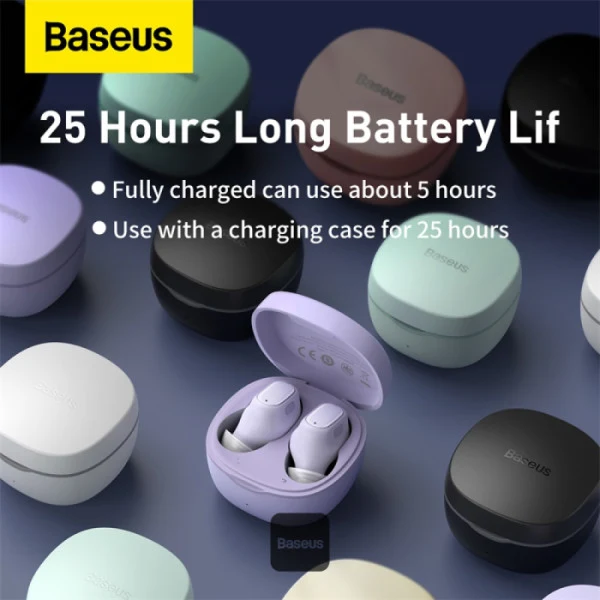 Baseus Bowie WM01 Mini In-ear True Wireless Earphone (Black, White, Purple, Green) (NGTW370001, NGTW370002, NGTW370005, NGTW370006)