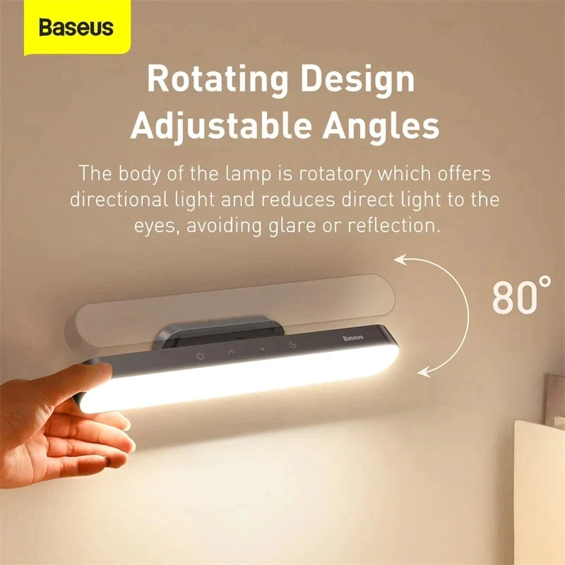 Baseus Magnetic Stepless Dimming Charging Desk Lamp (Deep Grey) (DGXC-C0G)