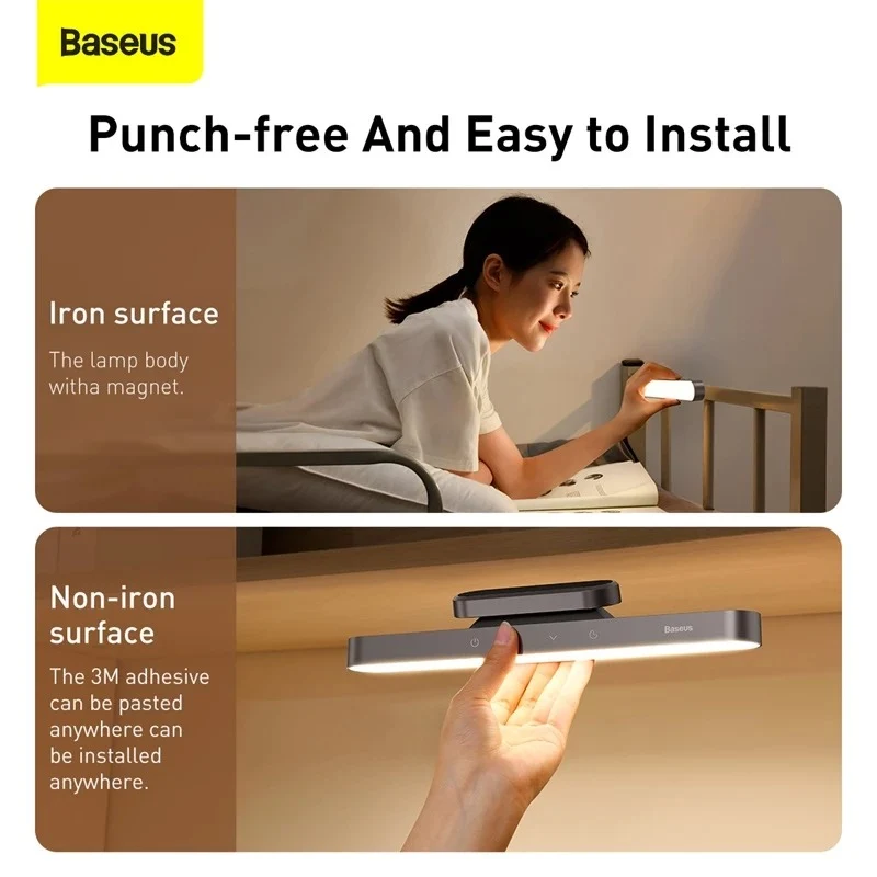 Baseus Magnetic Stepless Dimming Charging Desk Lamp (Deep Grey) (DGXC-C0G)