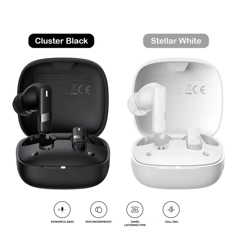 Baseus Bowie E20 True Wireless Earphone (Cluster Black, Stellar White) (A00069700113-00, A00069700223-00)
