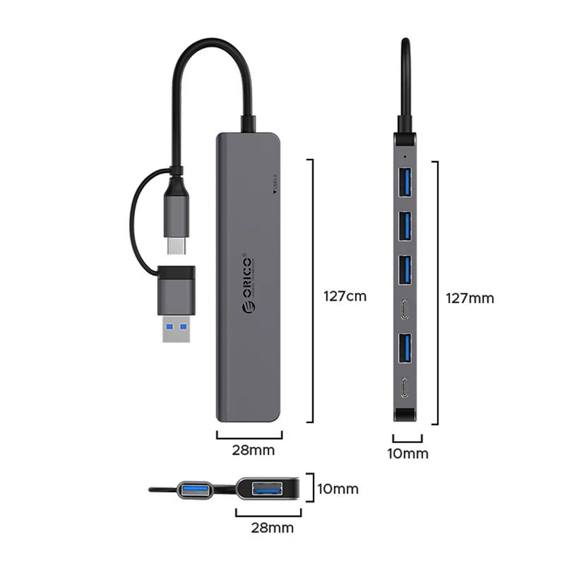 Orico YSA7-U3 7-Port USB 3.0 Hub (Dark Grey)