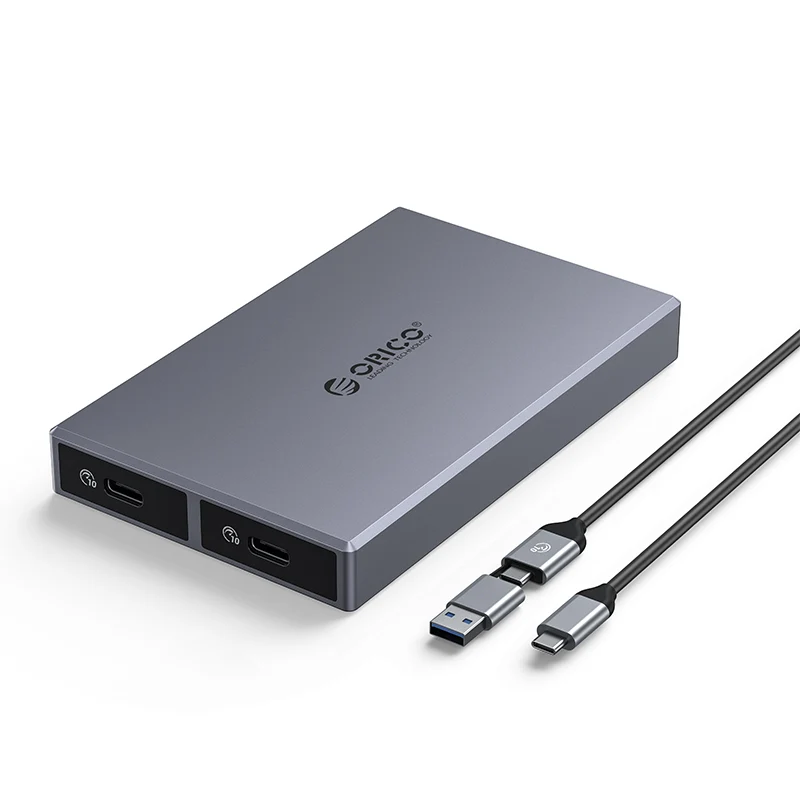 ORICO Dual-bay M.2 NVME + NVME SSD Enclosure (CM2C3-2N-GY-BP)