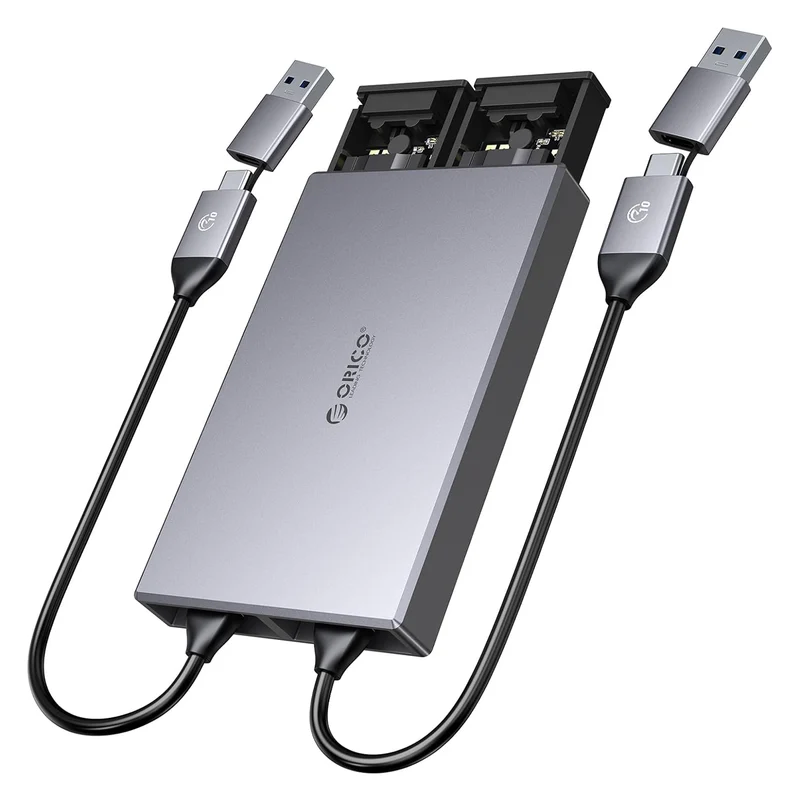 ORICO Dual-bay M.2 NVME + NVME SSD Enclosure (CM2C3-2N-GY-BP)