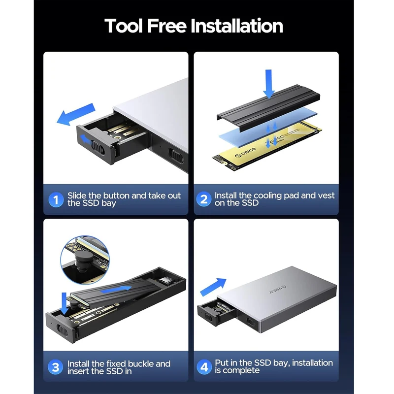 ORICO Dual-bay M.2 NVME + NVME SSD Enclosure (CM2C3-2N-GY-BP)
