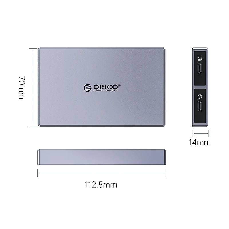 ORICO Dual-bay M.2 NVME + NVME SSD Enclosure (CM2C3-2N-GY-BP)