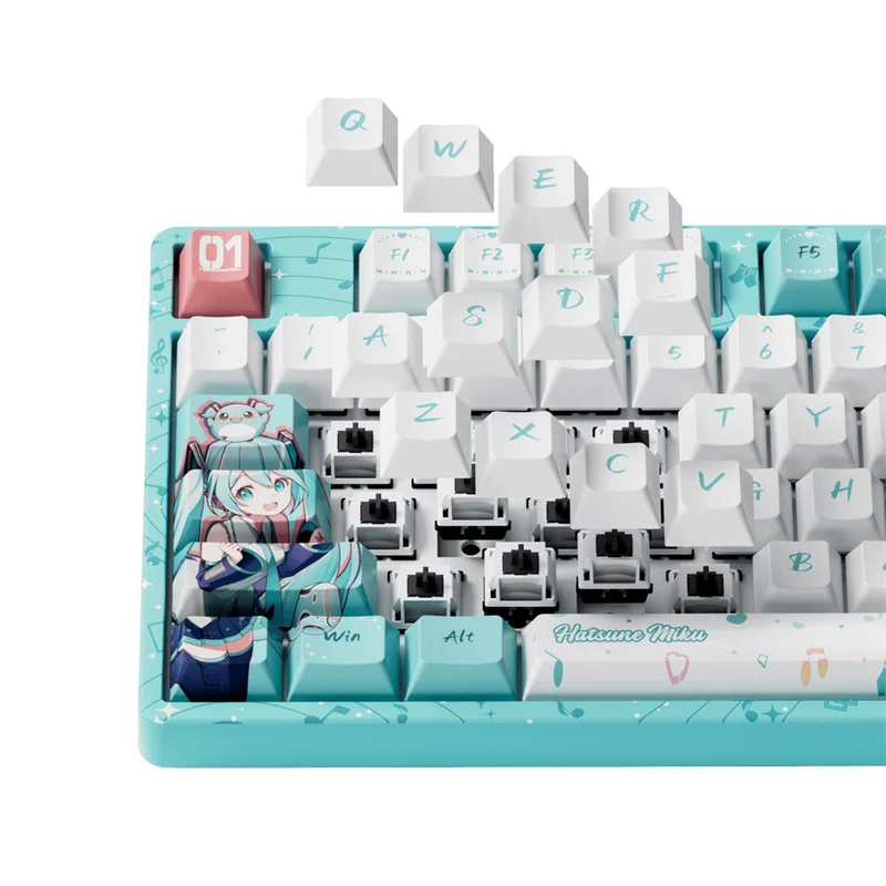 Akko Hatsune Miku 5108B Plus Multi-Mode RGB Hot-Swappable Mechanical Keyboard (Akko V3 Piano Pro Switch, Akko Creamy Cyan Switch)
