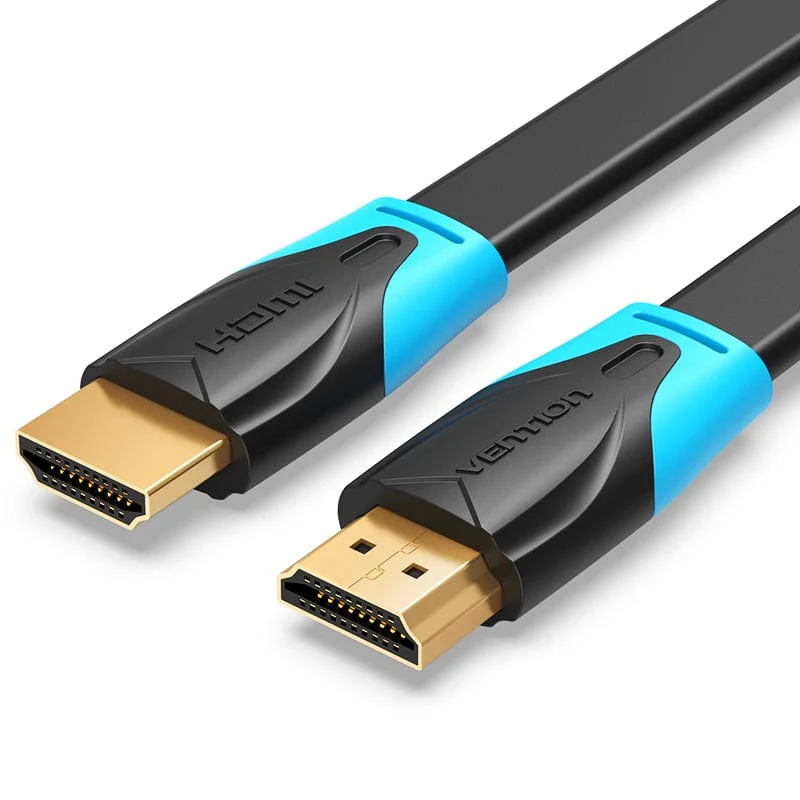 Vention Flat HDMI Cable Black - (1M, 1.5M, 2M, 3M, 5M, 10M) (VAA-B02-L100, VAA-B02-L150, VAA-B02-L200, VAA-B02-L300, VAA-B02-L500, VAA-B02-L1000)