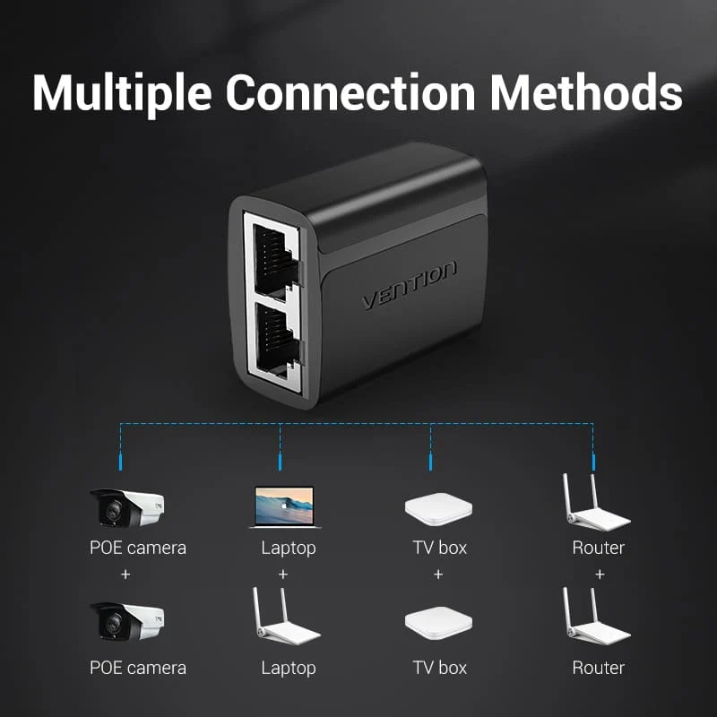 Vention RJ45 PVC Type Splitter Adapter (Black) (IPTB0)