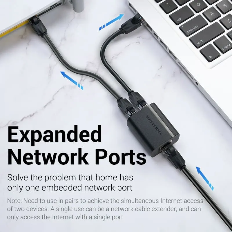Vention RJ45 PVC Type Splitter Adapter (Black) (IPTB0)
