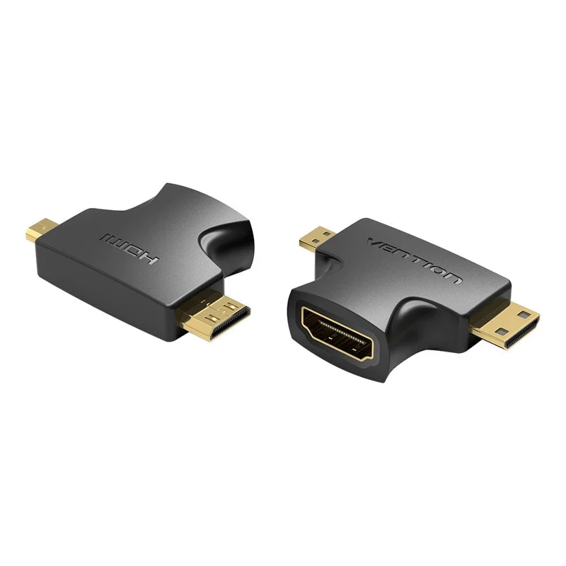 Vention 2-in-1 Mini HDMI & Micro HDMI Male to HDMI Female Adapter (Black) (AGFB0)