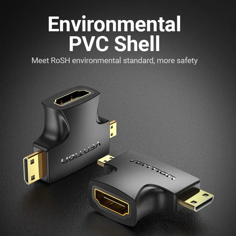 Vention 2-in-1 Mini HDMI & Micro HDMI Male to HDMI Female Adapter (Black) (AGFB0)