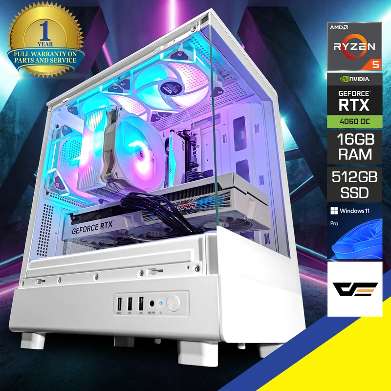 Alpha DB330M White Desktop Gaming PC | AMD Ryzen 5 5500 | 16GB RAM | 512GB SSD | RTX 4060 OC | Windows 11 Pro