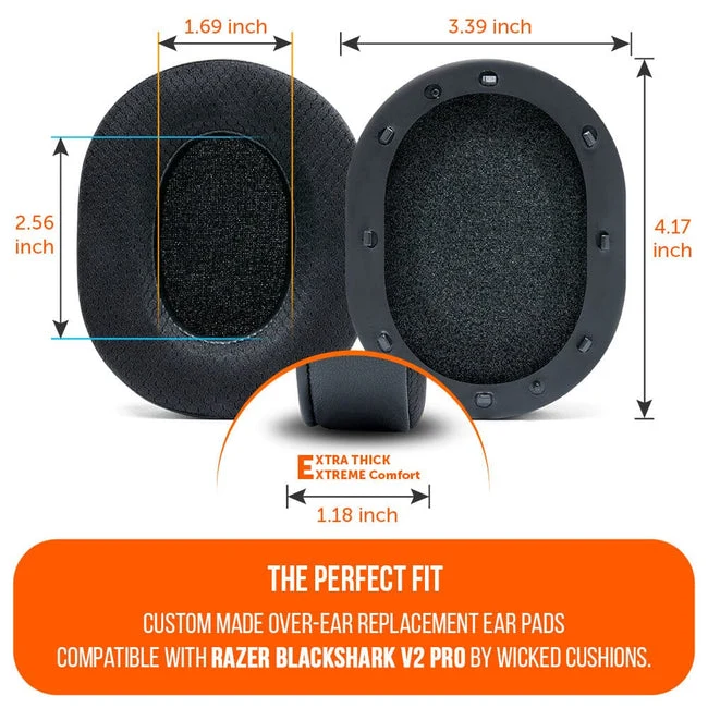 Wicked Cushions WC FreeZe Hybrid - Replacement Ear Pads Razer Blackshark V2 Pro (Black, Geo Grey, Red Camo, 90s Black) (BKSHARKFR-B, BKSHARKFR-GG, BKSHARKFR-RC, BKSHARKFR-90B)