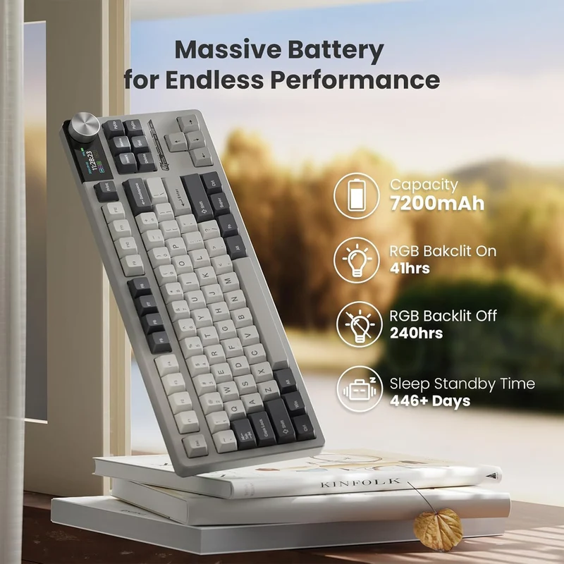 Royal Kludge RK-S85 Tri-Mode RGB 85 Keys Hot Swappable Mechanical Keyboard White Night (Cloud Switch, Beige Switch)