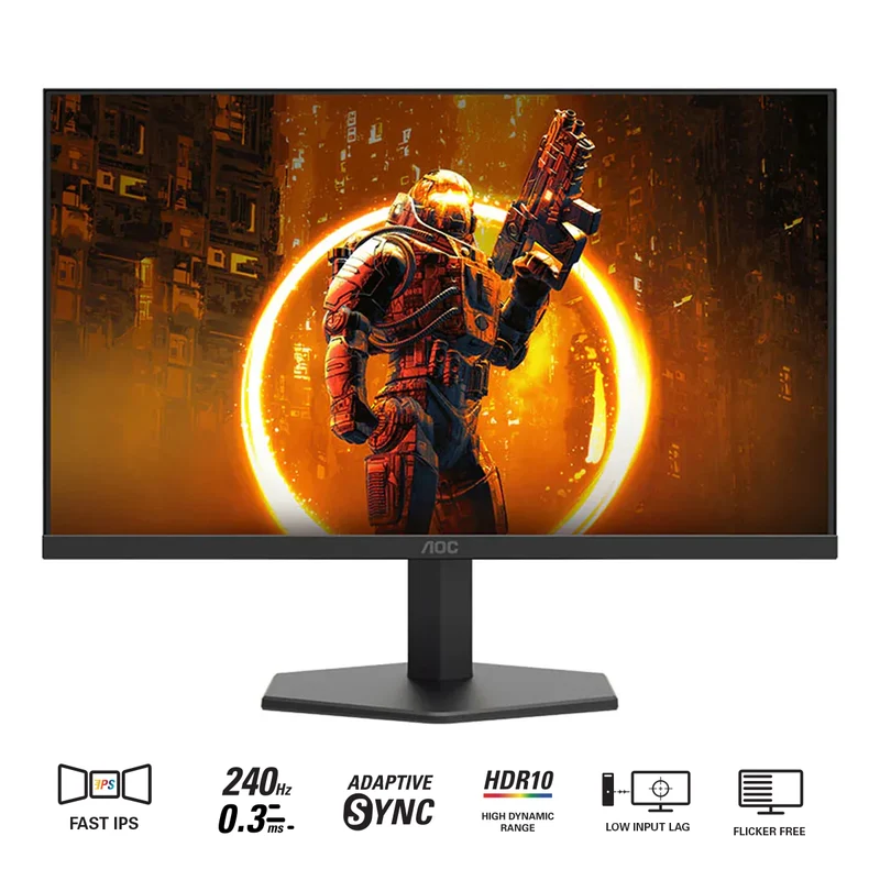 AOC 24G11ZE/71 23.8" FHD (1920x1080) 240Hz 0.3ms (MPRT) / 1ms (GtG) Fast IPS Adaptive Sync Gaming Monitor (Black & Red)