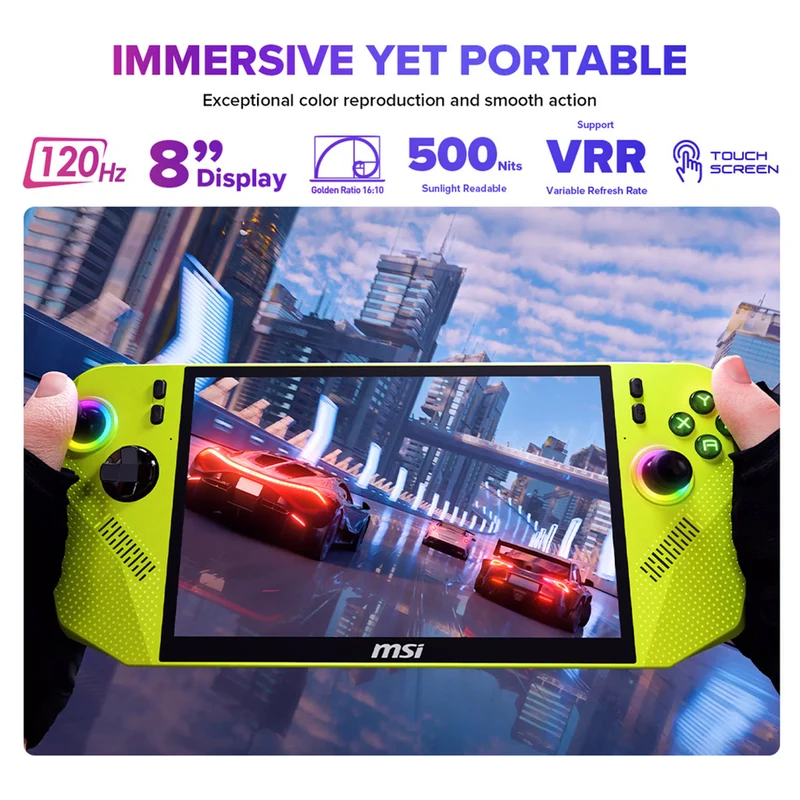 MSI Claw A8 BZ2EM-023PH Handheld Gaming (Neon Green) | 8" FHD+ (1920x1200) 120Hz Touchscreen | Ryzen Z2 Extreme | 24GB RAM | 1TB SSD | AMD Radeon Graphics | Windows 11 Home