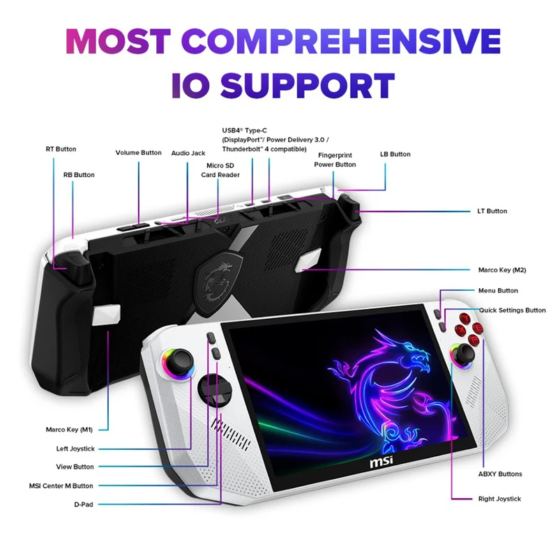 MSI Claw A8 BZ2EM-022PH Handheld Gaming (Polar Tempest) | 8" FHD+ (1920x1200) 120Hz Touchscreen | Ryzen Z2 Extreme | 24GB RAM | 1TB SSD | AMD Radeon Graphics | Windows 11 Home