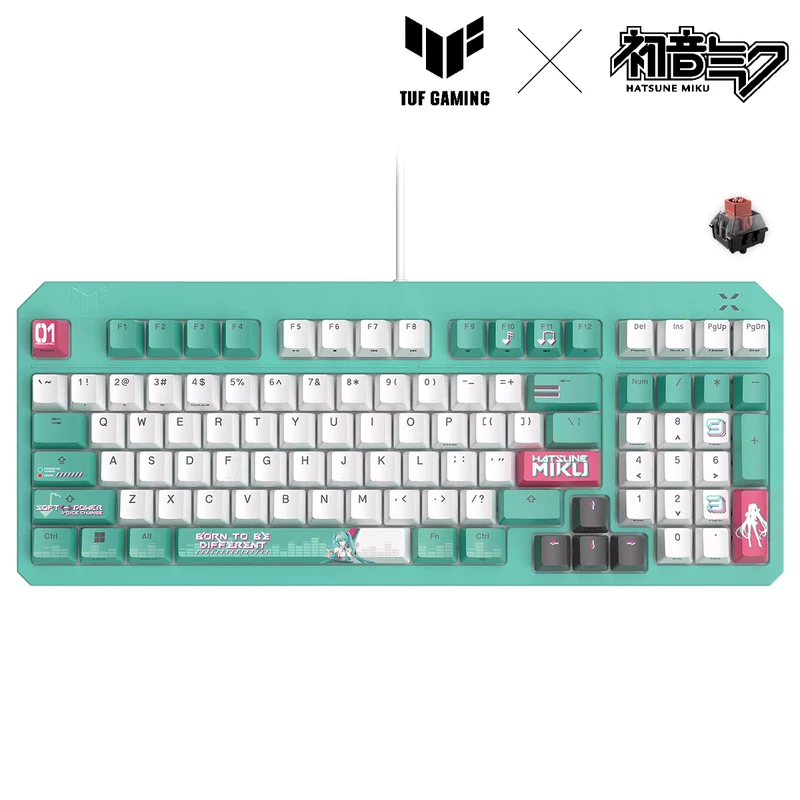 Asus TUF Gaming K3 Gen II Hatsune Miku Ed. Keyboard (Optical-Mechanical RGB Red Switch, Optical-Mechanical RGB Blue Switch) (RA09)