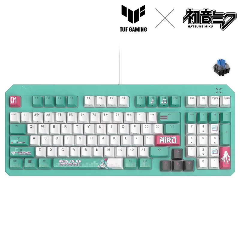 Asus TUF Gaming K3 Gen II Hatsune Miku Ed. Keyboard (Optical-Mechanical RGB Red Switch, Optical-Mechanical RGB Blue Switch) (RA09)