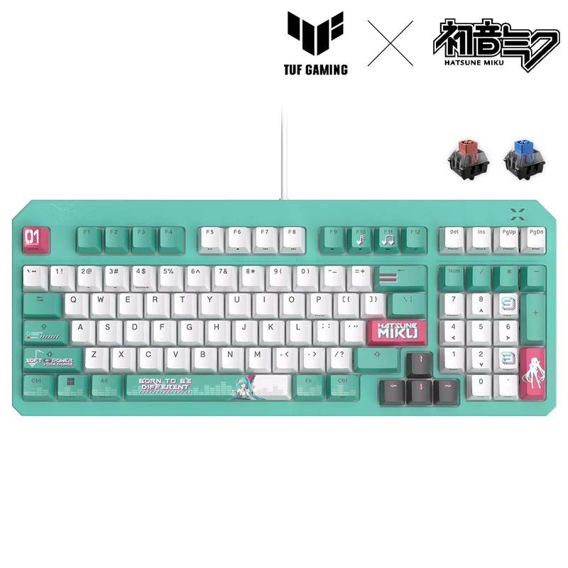 Asus TUF Gaming K3 Gen II Hatsune Miku Ed. Keyboard (Optical-Mechanical RGB Red Switch, Optical-Mechanical RGB Blue Switch) (RA09)