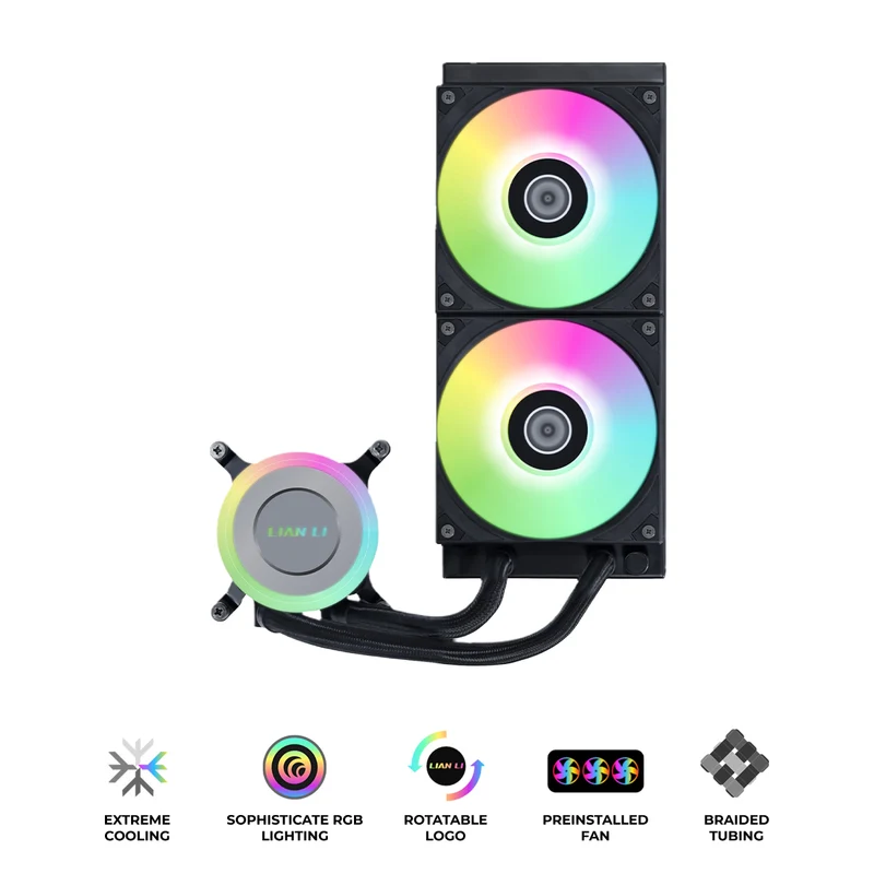 Lian Li Galahad II Lite 240mm RGB Fans Closed Loop AIO CPU Cooler (Black) (GA2L24RB)