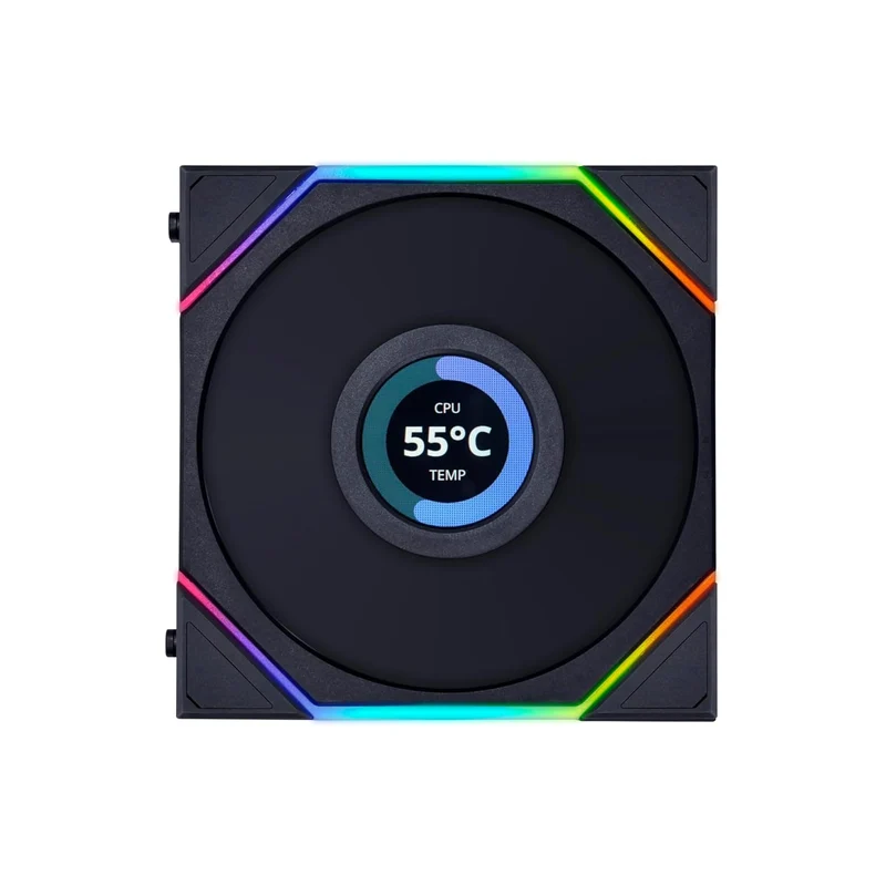 Lian Li Uni Fan TL Wireless LCD 120mm Reverse Blade Revolutionary ARGB Triple Fan (Black, White)