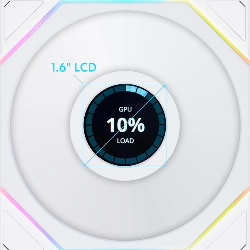 Lian Li Uni Fan TL Wireless LCD 120mm Reverse Blade Revolutionary ARGB Triple Fan (Black, White)