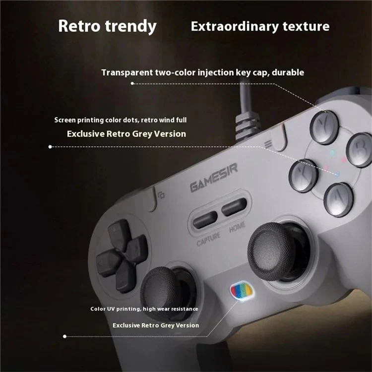 Gamesir T3 Lite Wired Game Controller (Serene White, Retro Gray)