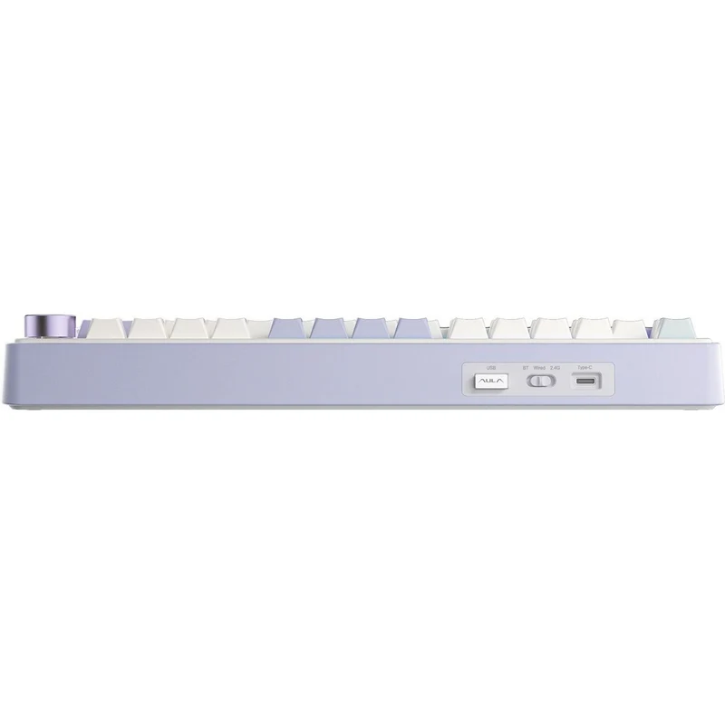 Aula F75 Wireless & Bluetooth 80 Keys Mechanical Keyboard (Purple/Beige/Lightgreen) (Grey Wood Switch V3)